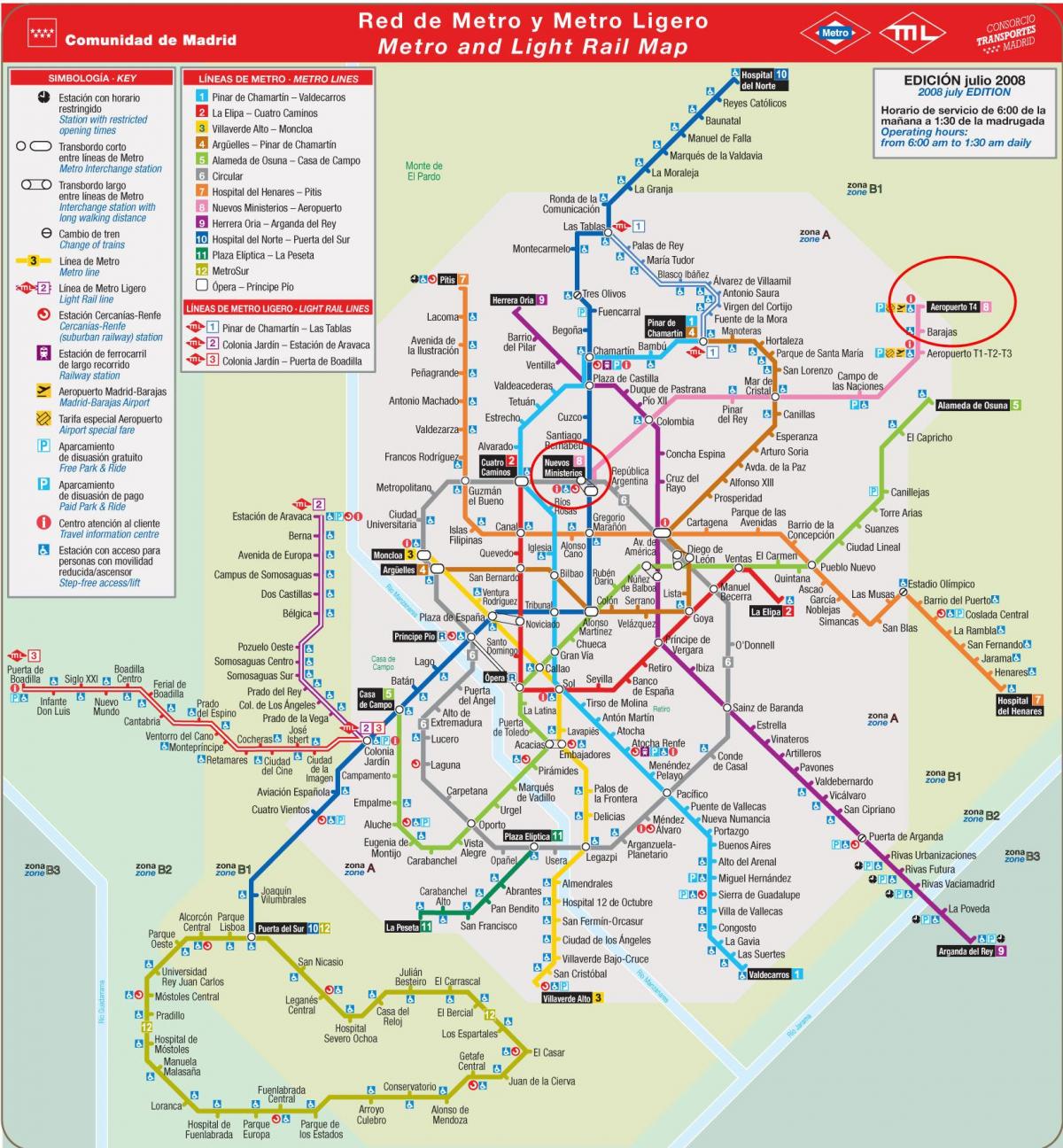 Madrid metro kaart luchthaven