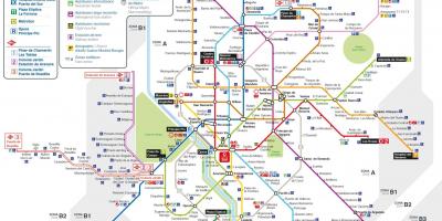 Kaart van Madrid openbaar vervoer