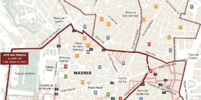Kaart van Madrid parkeergelegenheid