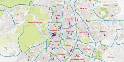 Gebieden van Madrid kaart bekijken