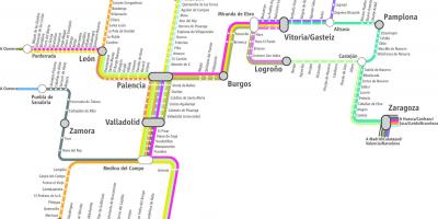 Kaart van de renfe trein kaart Madrid
