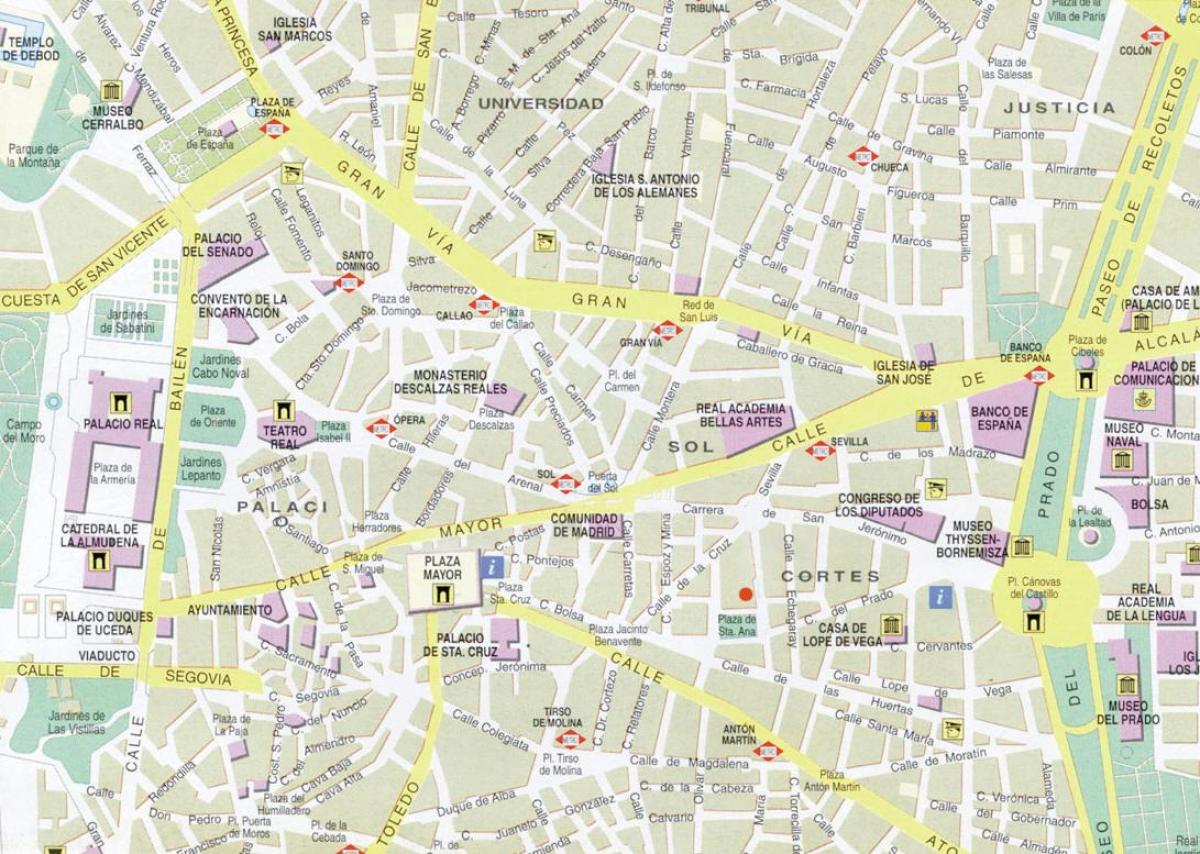 Madrid downtown kaart