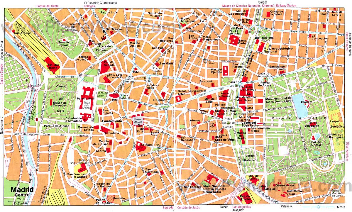 Madrid Spanje city center kaart
