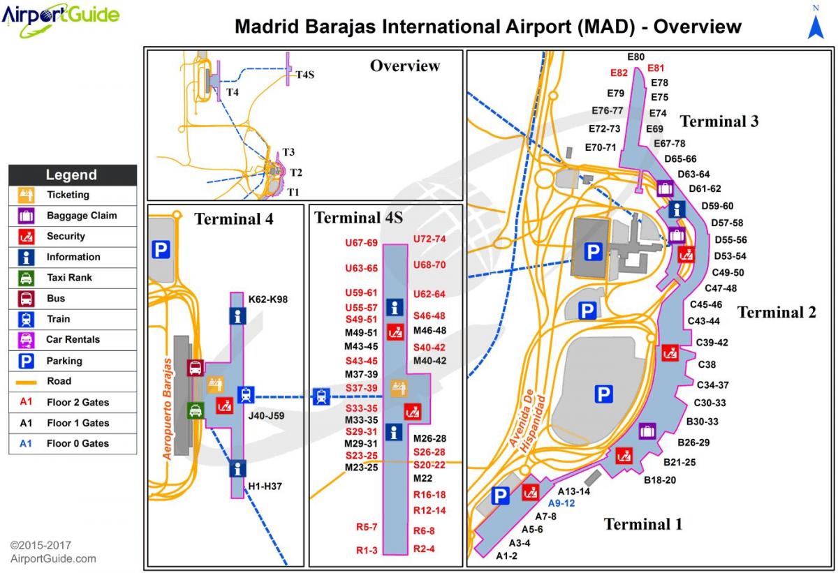 De internationale luchthaven van Madrid kaart bekijken