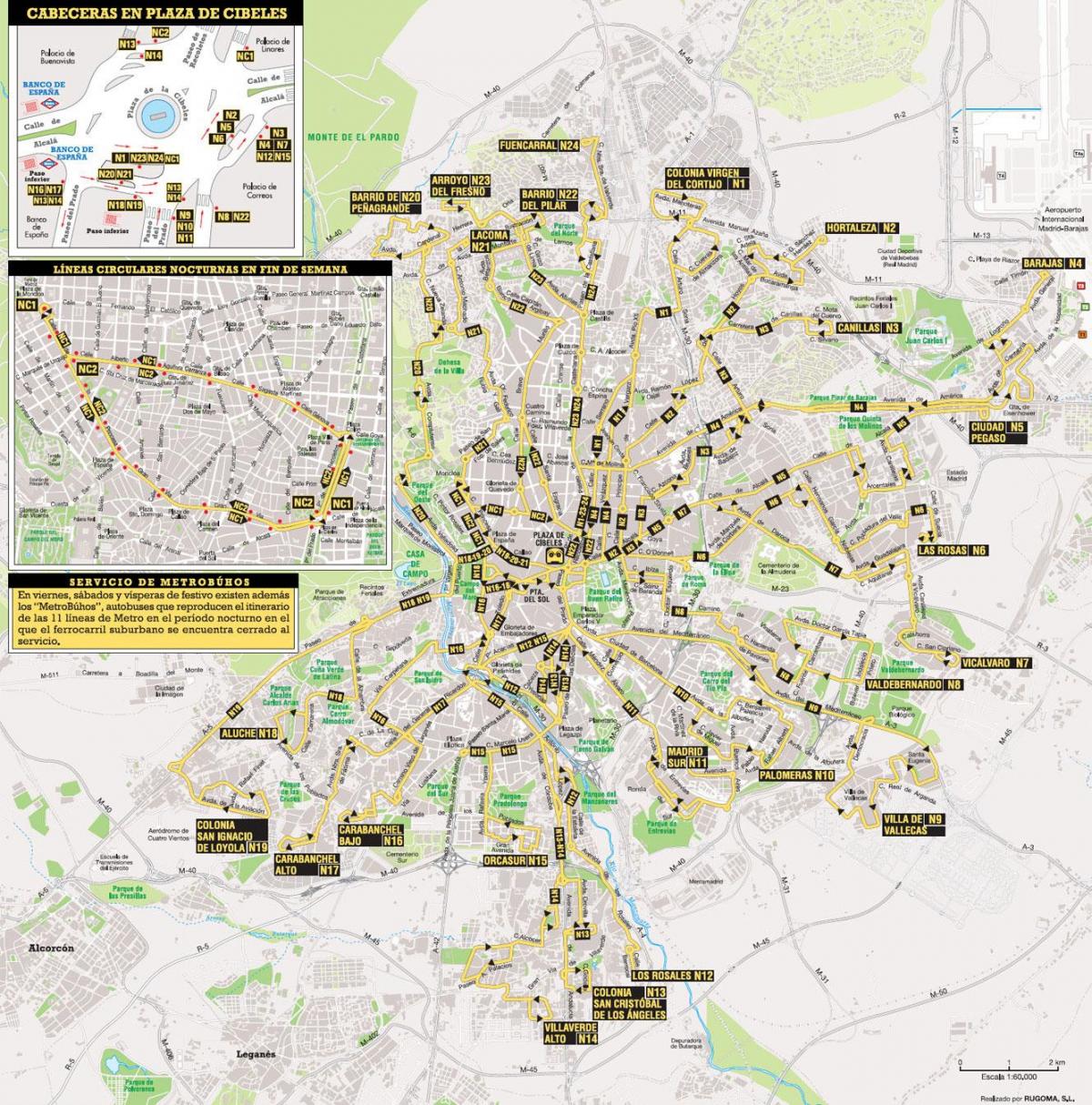 bus routes Madrid kaart bekijken