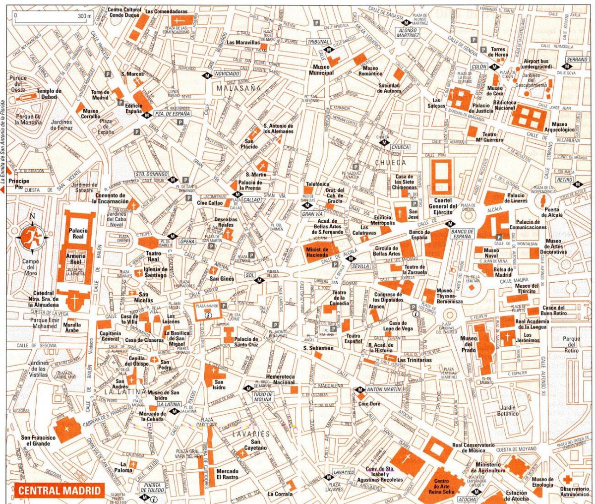 toeristische kaart van het centrum van Madrid