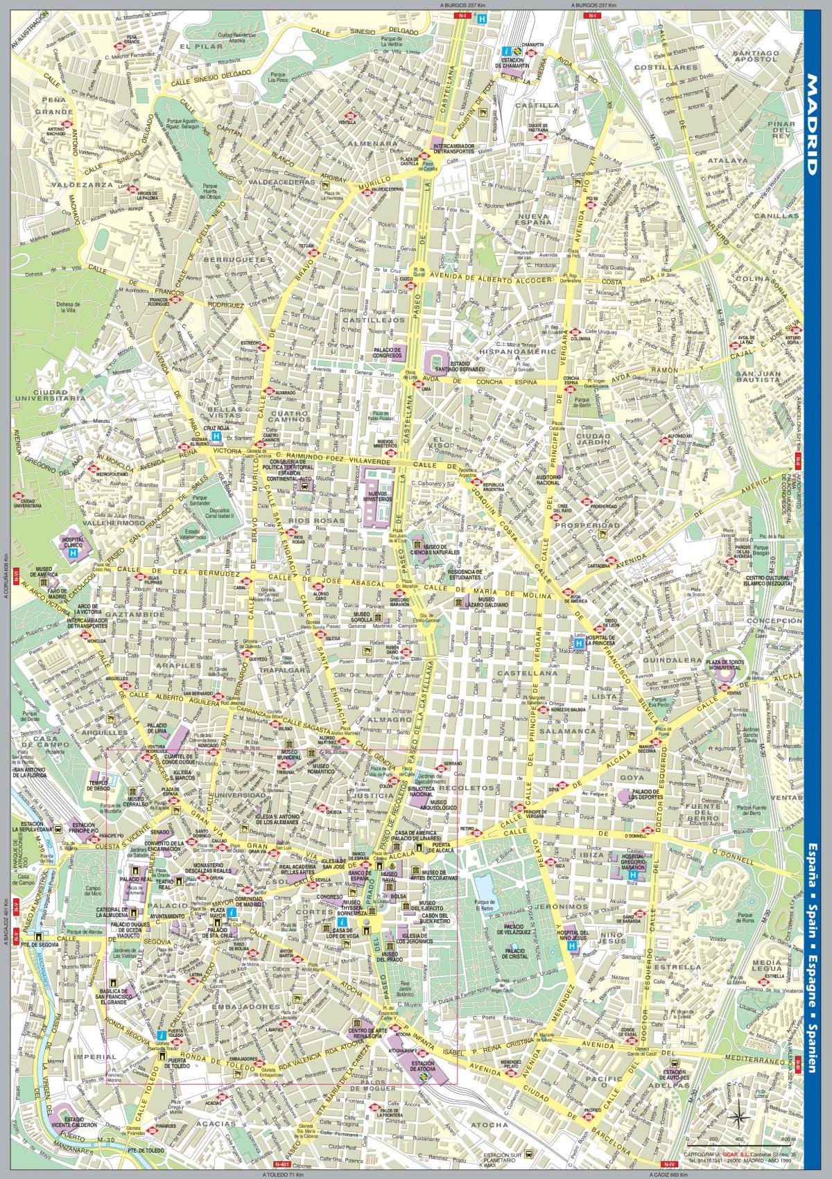 plattegrond van het centrum van Madrid