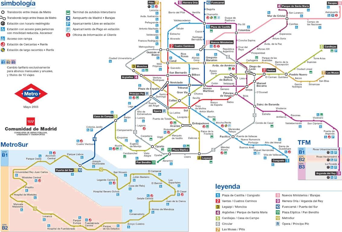 Madrid metro station kaart