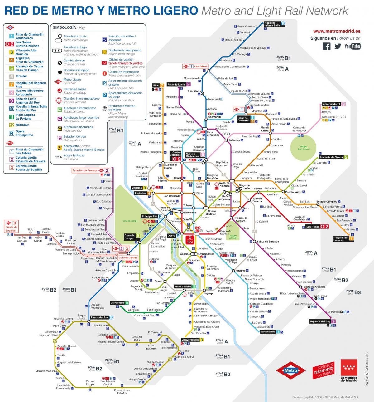 kaart van Madrid openbaar vervoer
