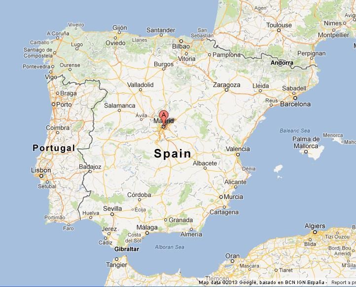kaart van Spanje laten Madrid