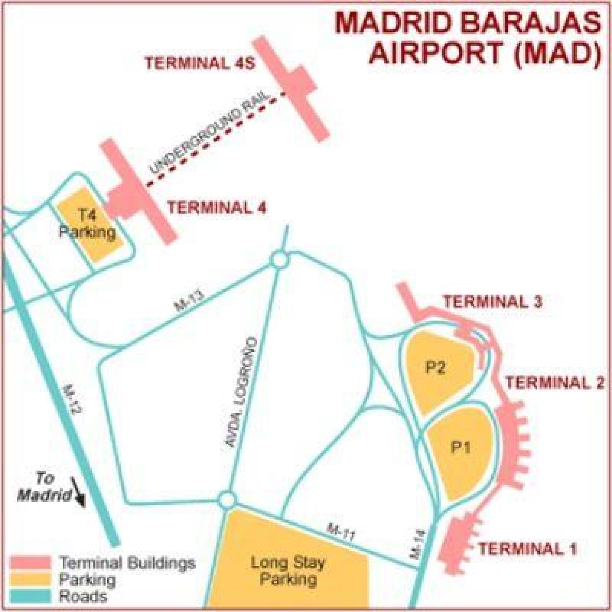 Madrid-airport terminal kaart