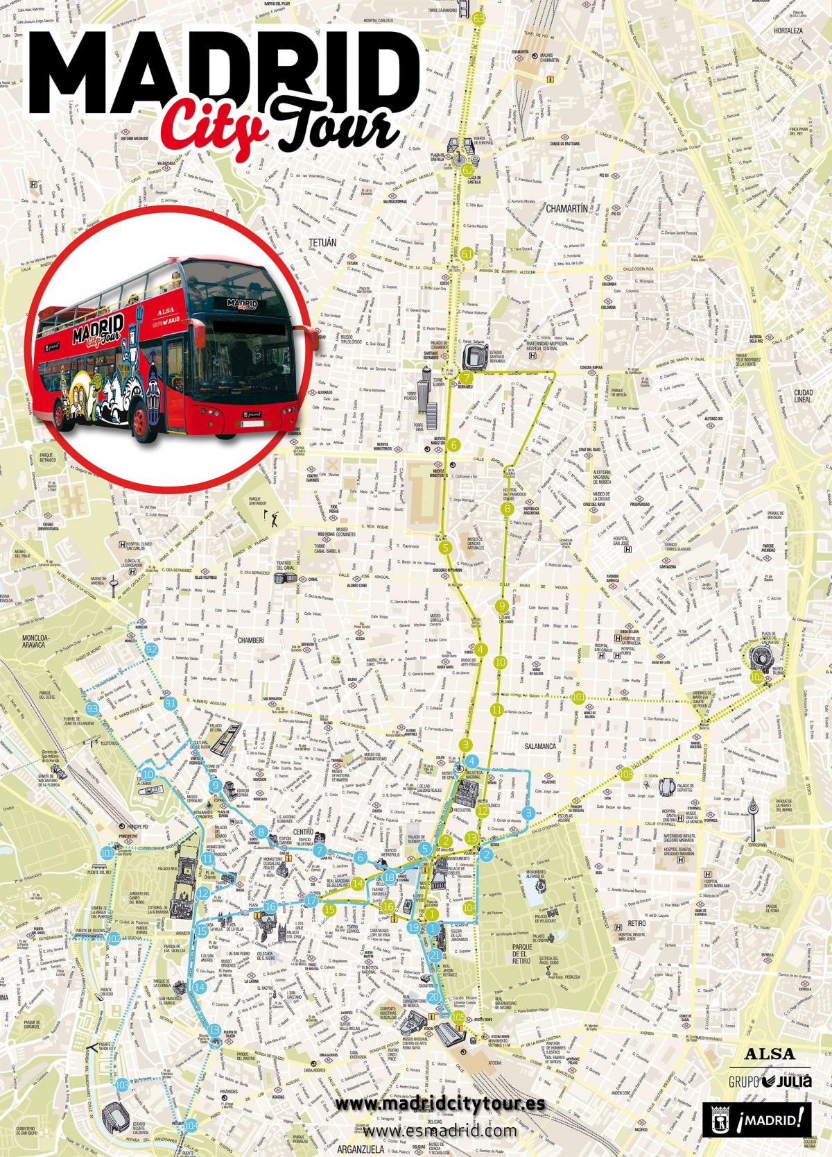 Madrid sightseeing bus kaart