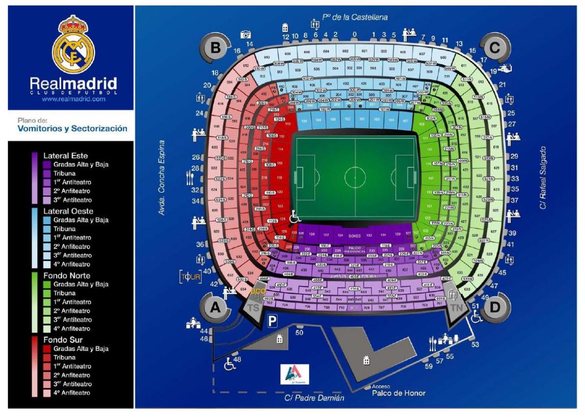 kaart van real Madrid stadion