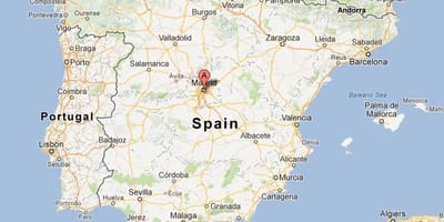 Kaart van Spanje laten Madrid